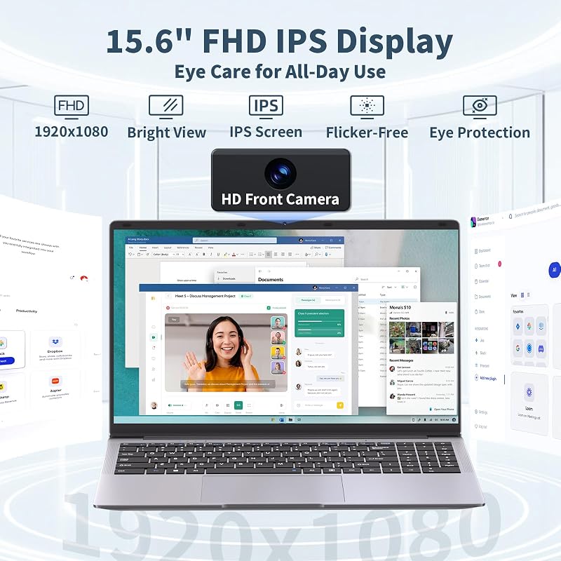 Cleriver 15.6 Inch FHD Laptop 4GB RAM 128GB SSD with Win11 Pro Office Suite image 6