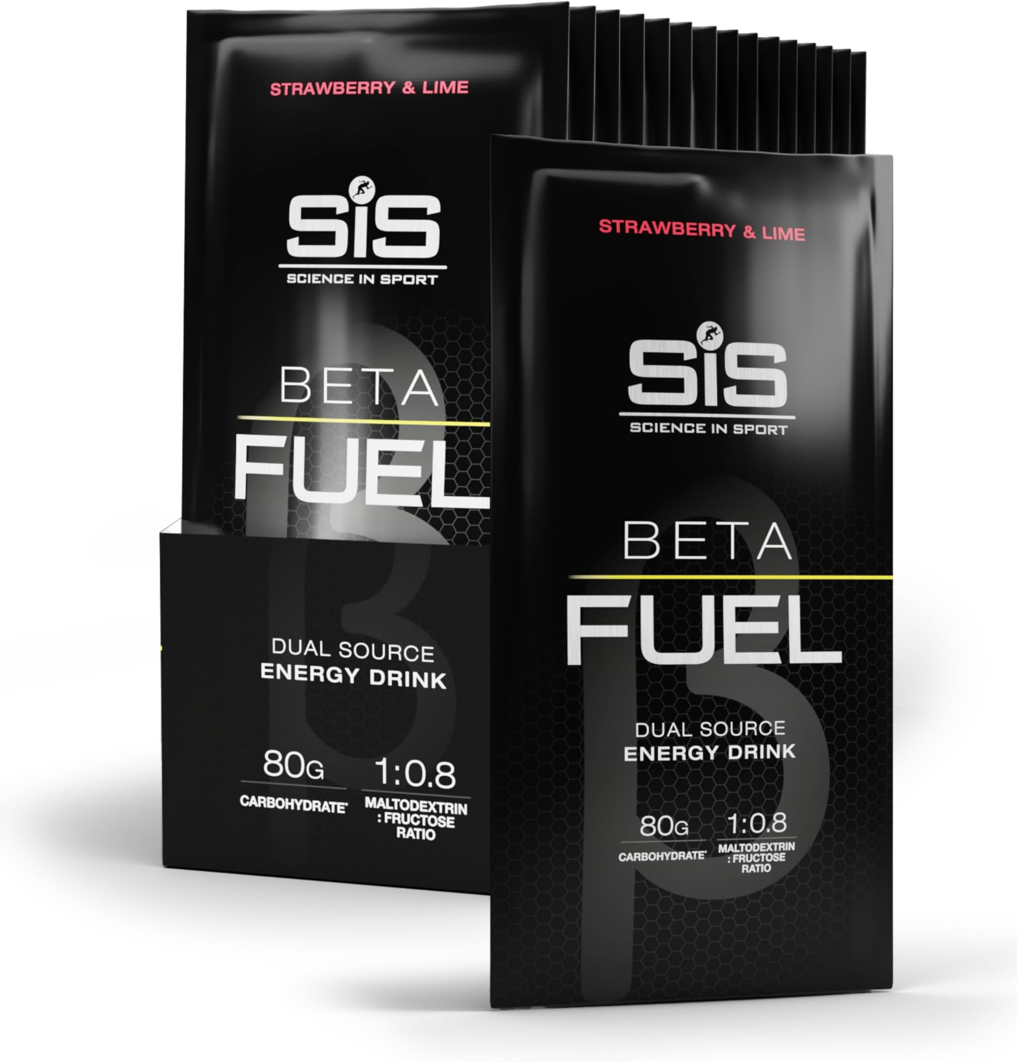 Beta Fuel 80 | 80g Carbohydrates | 1:0.8 Maltodextrin:Fructose Ratio | Dual Source Energy Drink | Easily Digestible | Strawberry & Lime Flavour | 15 Pack