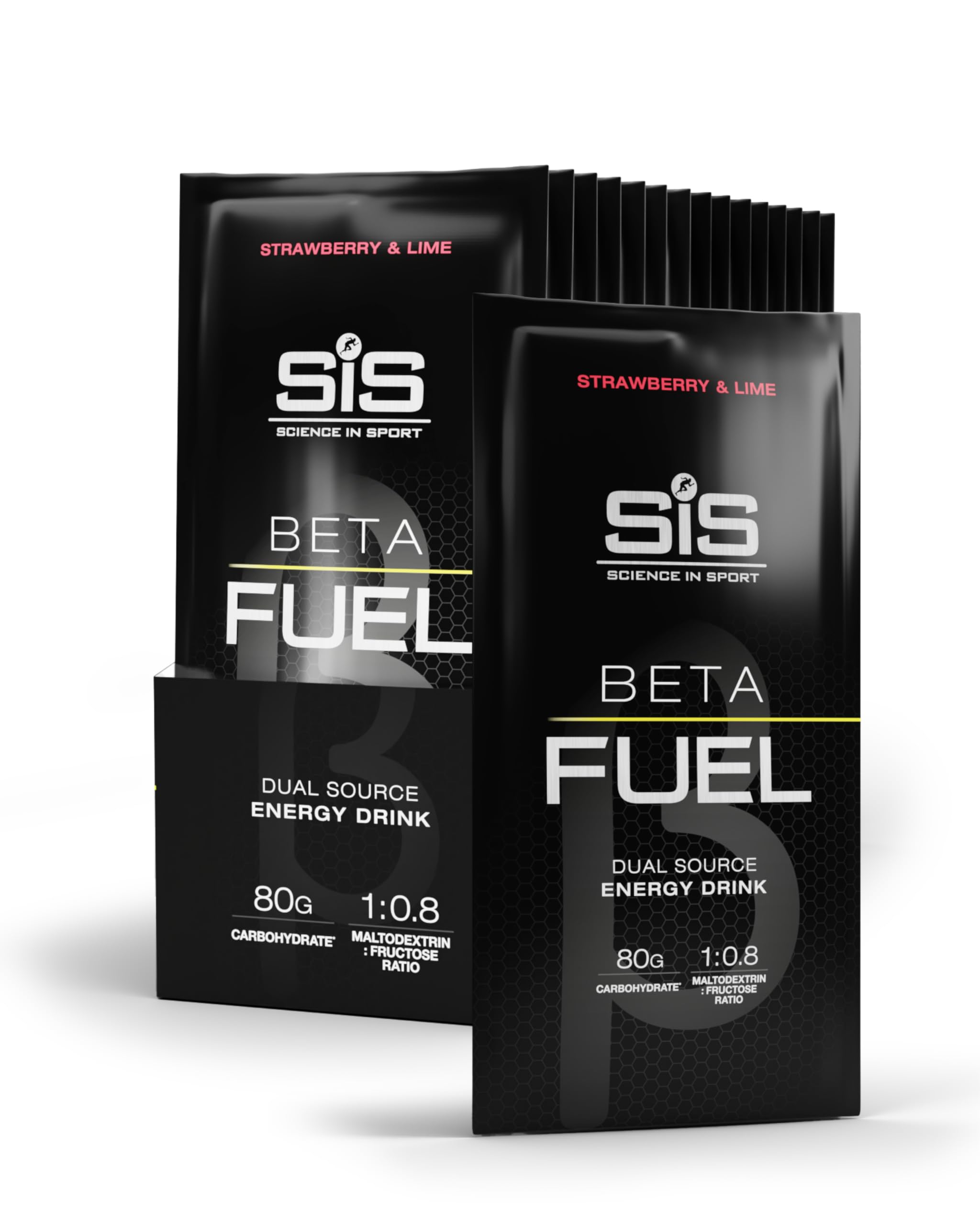 Beta Fuel 80 | 80g Carbohydrates | 1:0.8 Maltodextrin:Fructose Ratio | Dual Source Energy Drink | Easily Digestible | Strawberry & Lime Flavour | 15 Pack