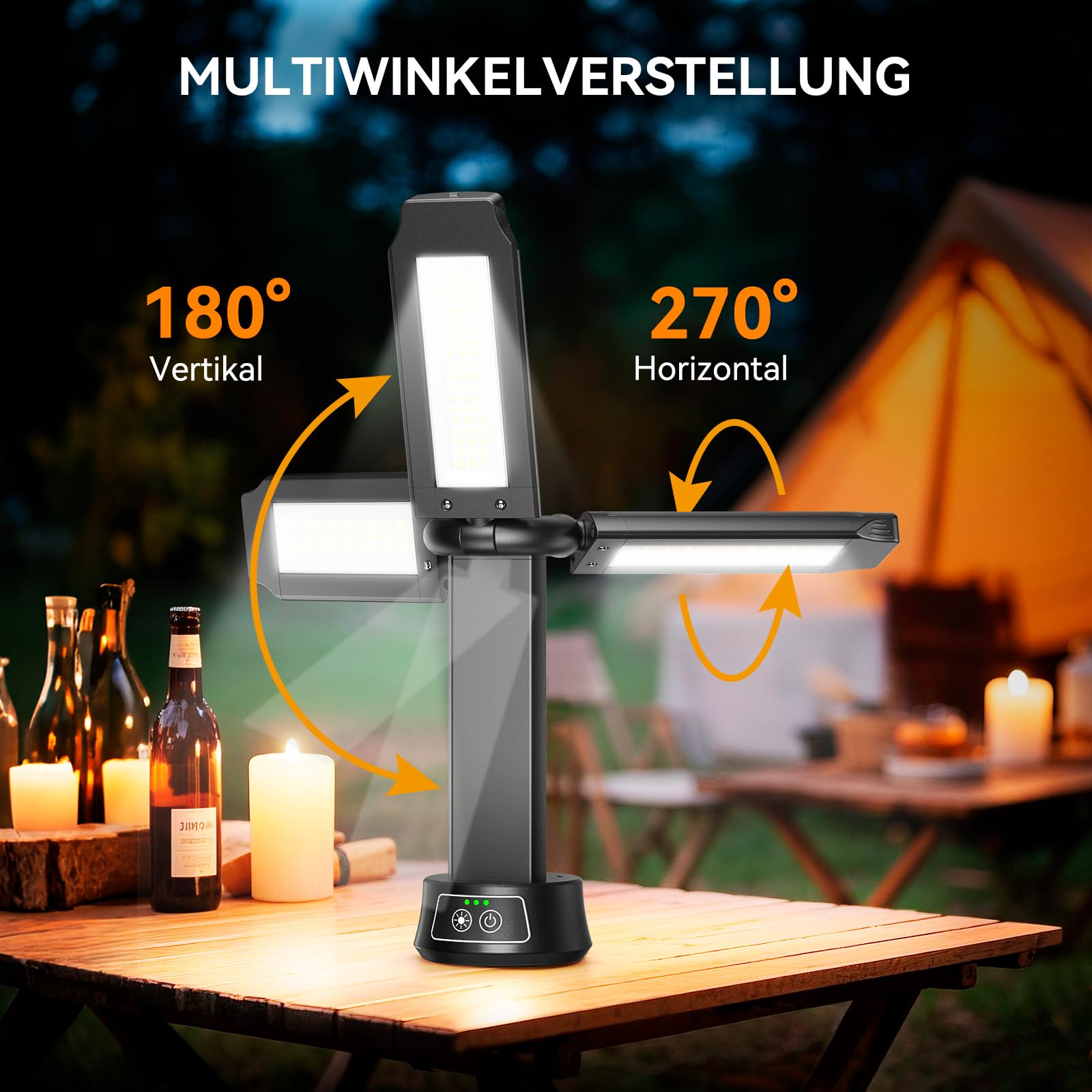 15000mAh Campinglampe Aufladbar mit Fernbedienung, 5000LM LED Baustrahler Akku Dimmbar, 5 Modi, 2,08m Teleskopstativ, LED Arbeitsleuchte Akku Strahler mit Tragetasche für Camping Baustelle Notfälle