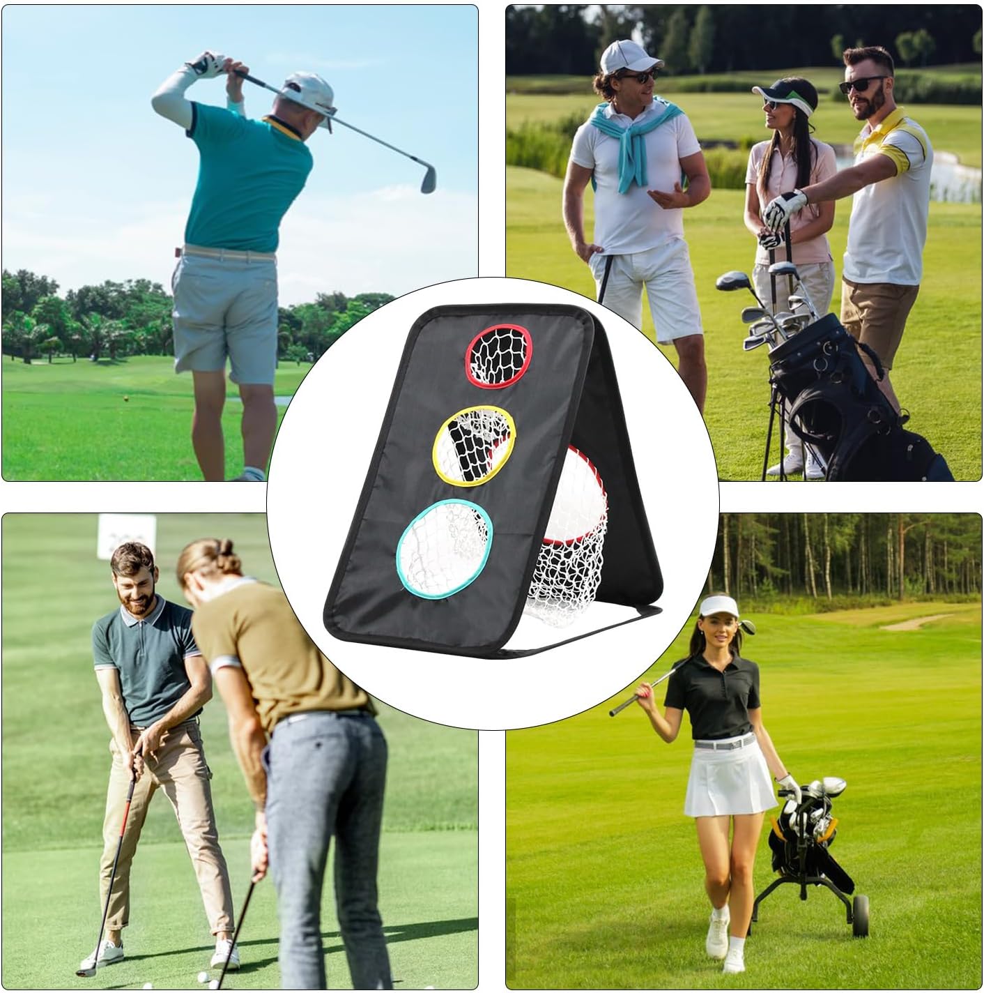 Golf Chipping Net – Foldable Golf Training Aid | Home Simulator Practice Cage | Double-Sided Swing Improvement Tool, Portable Skill Enhancer, Backyard Setup, Compact Storage Net for Golfers