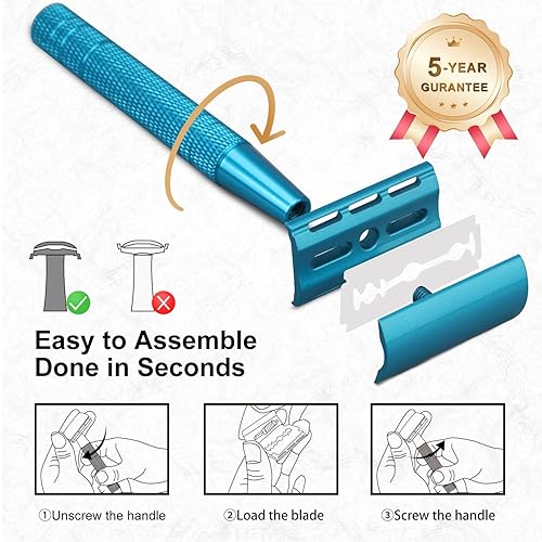 Miniatura 49 de Maquinilla de afeitar de seguridad de doble filo con soporte, maquinilla de afeitar de una sola hoja para hombres y mujeres, maquinilla de afeitar