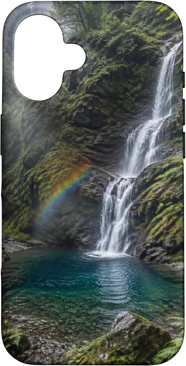 Waterfall Rainbow Scenic Canyon Nature Art Case for iPhone 16