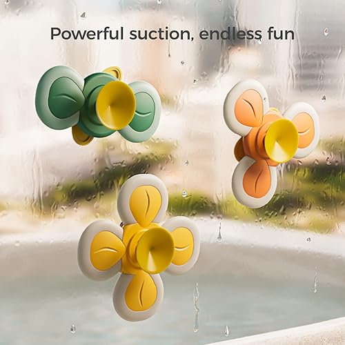 Miniatura 2 de TUMAMA Juguete de baño para bebé, juguete giratorio con ventosa con sonajero integrado, juguete sensorial para bañera y ducha, juguetes para niños