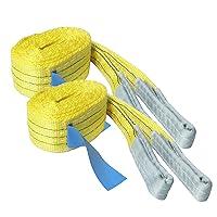 Vista 9 de Paquete de 2 eslingas de elevación industrial de 3 pulgadas x 6.5 pies, eslinga de poliéster resistente, capacidad de 6600 libras, factor