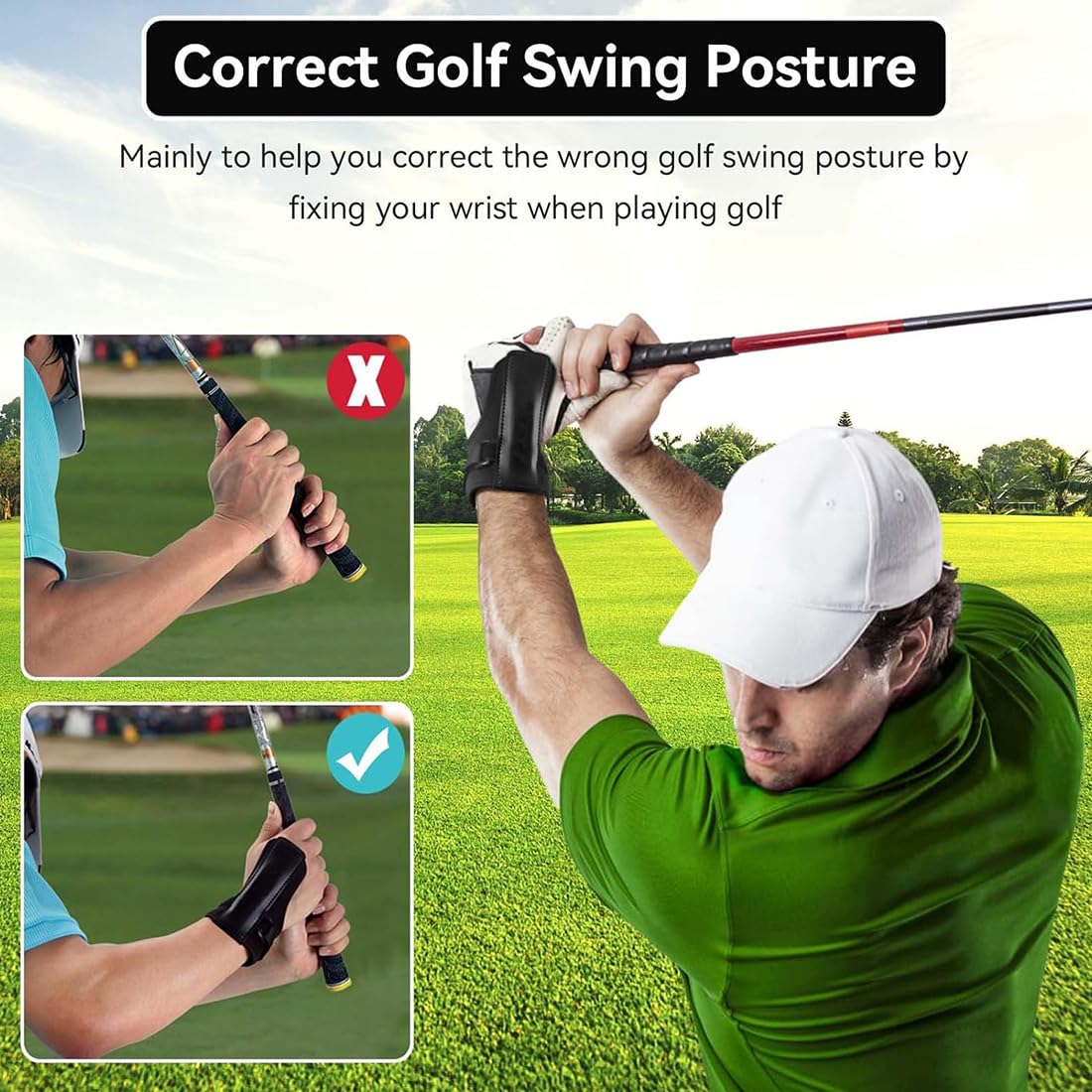 Golf Grip Trainer & Attrezzo di Correzione, 1pcs Fascia di Correzione Golf & Dispositivo di Esercizio per la Mano, Accessori Golf per Principianti