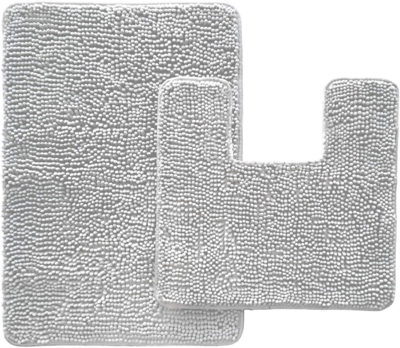 Gorilla Grip Soft Chenille Area Rug Set, 2 Piece Sets, Toilet Base Mat