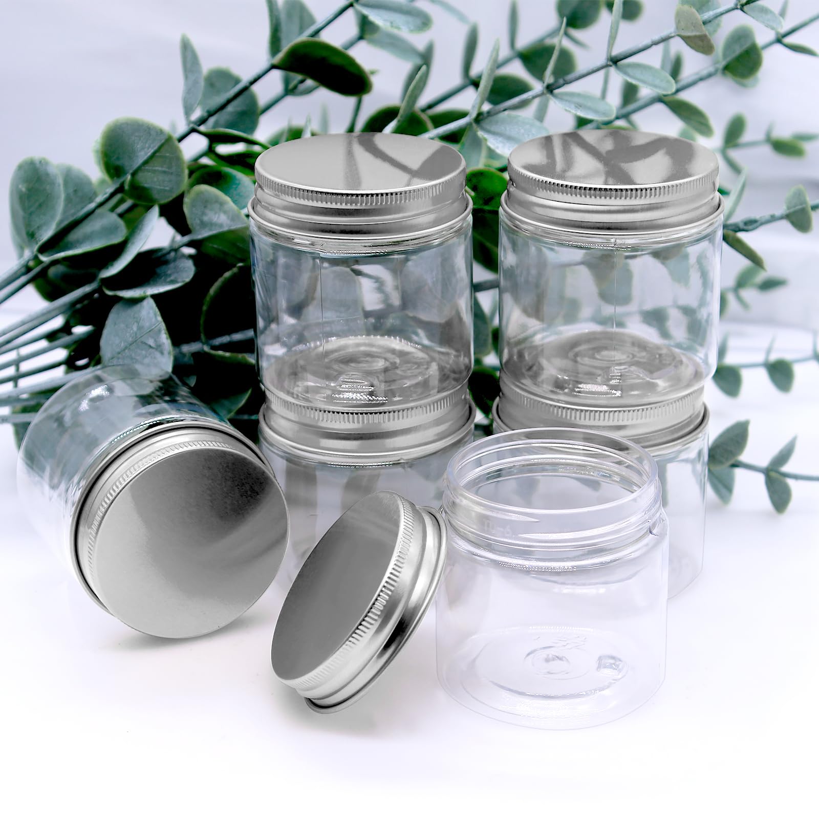 20 Pièces Pots Cosmétiques en Plastique, 60 ml Pots de Crème à Remplir avec Couvercle et étiquettes, Contenants Cosmétiques Vides pour échantillons, Cosmétiques, Nail Art