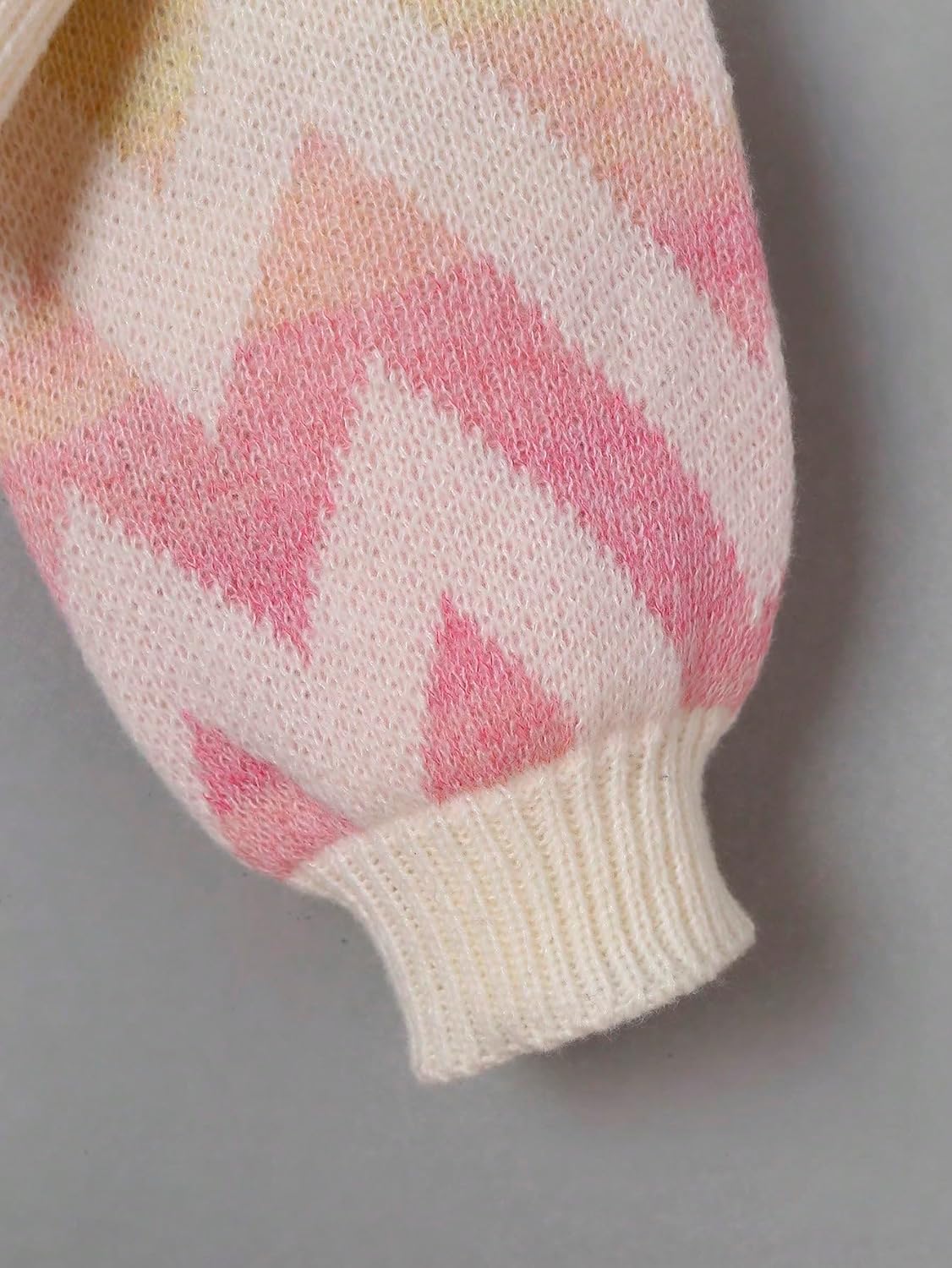 SHENHE Girl's Crewneck Lantern Sleeve Colorful Ombre Cute Chevron Knit Crop Sweater Jumper - Image 5