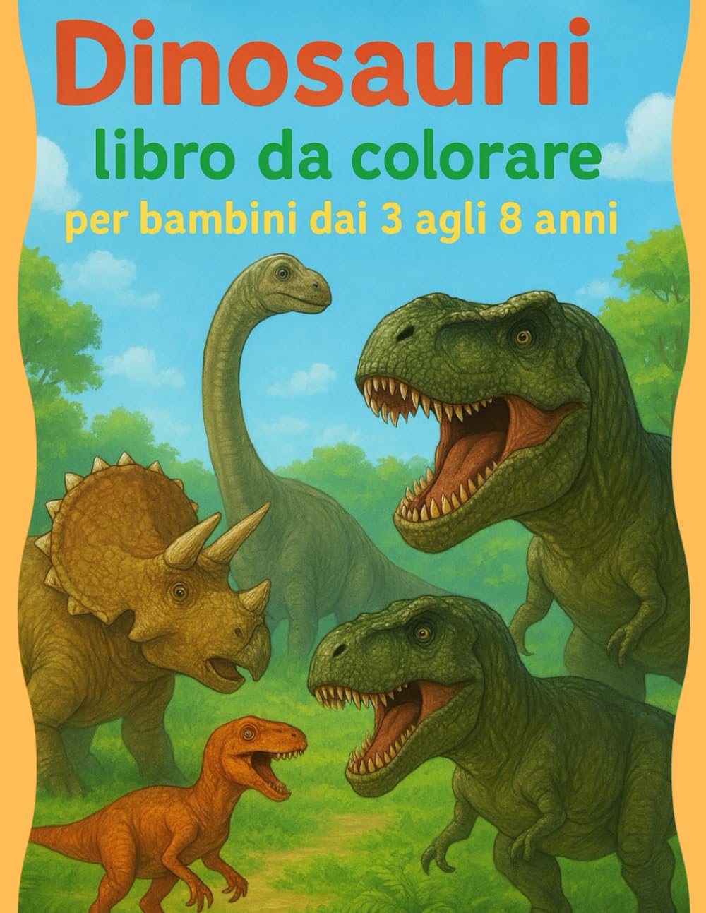 Dinosauri – Libro da colorare per bambini dai 3 agli 8 anni: 40 illustrazioni divertenti e facili da colorare per sviluppare creatività, concentrazione e coordinazione nei bambini