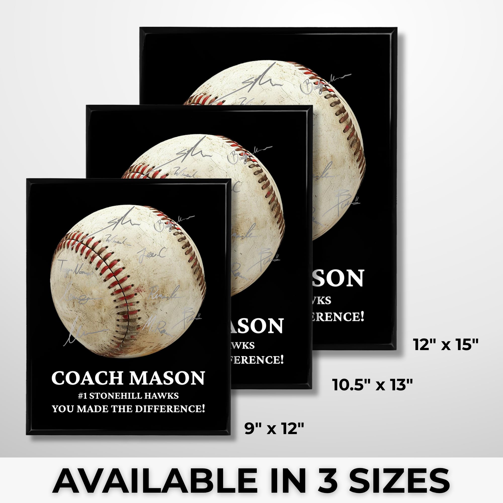 Custom Baseball Coach Gifts - Add Team Signatures - Signable Personalized Coach Plaque - Thank You Coach Gifts Trophy Plaque for Appreciation - Coaches Gifts Men/Women - UV Printed on 9