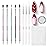 Beetles Nail Art Brushes 8pcs - Crystal Nail Art Tools 5pcs Double-headed Nails Dotting Tool, 3pcs Striping Liner Brushes for Nails with Pearls Bowknot Stickers, DIY Home Salon Manicure Design Tools