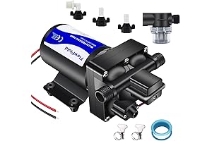 12V DC Marine Washdown Pump - 70 PSI, 5 GPM - Self-Priming,...