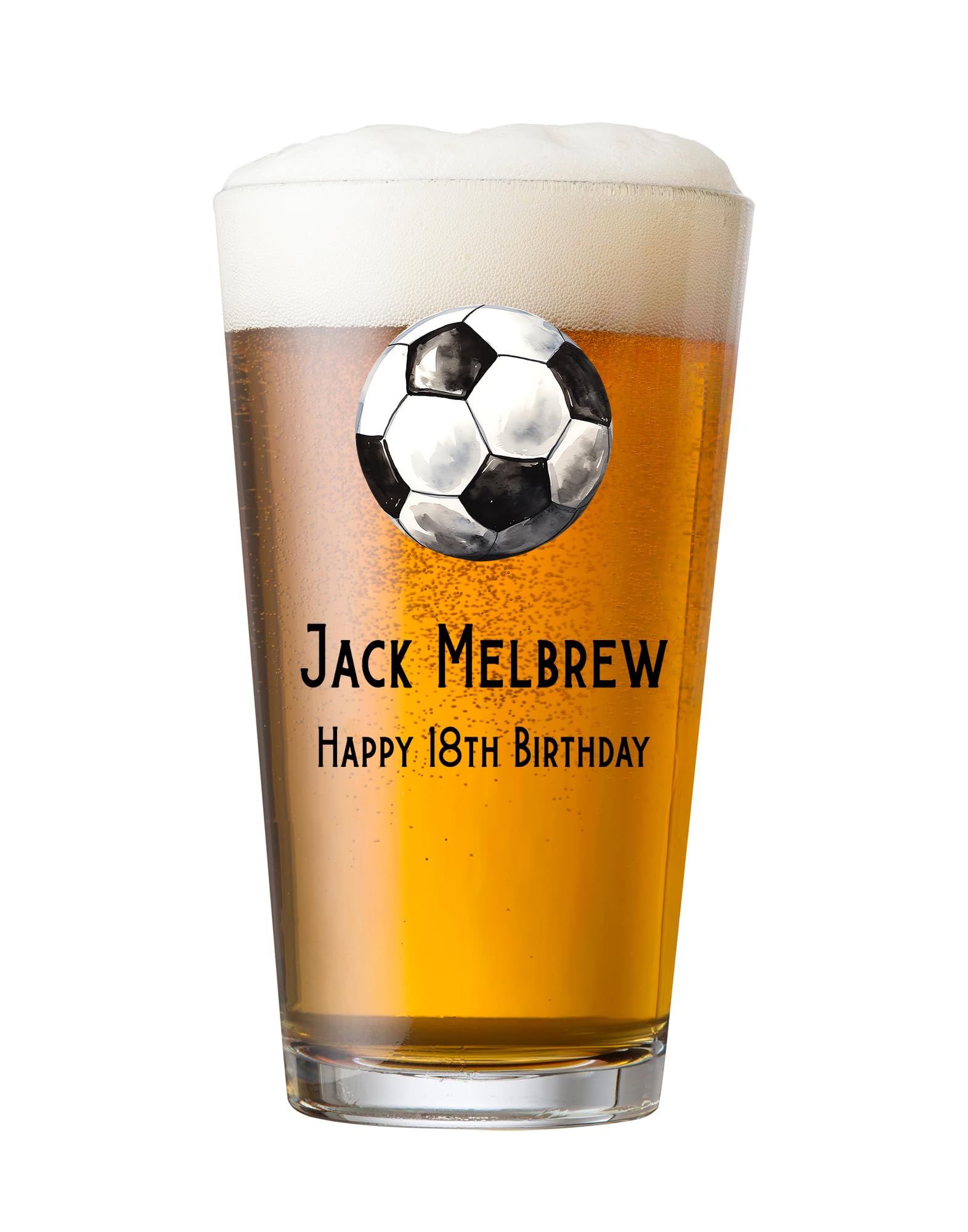 ukgiftstoreonline Personalised Football Themed Beer Glass Gift for Birthday Or Events