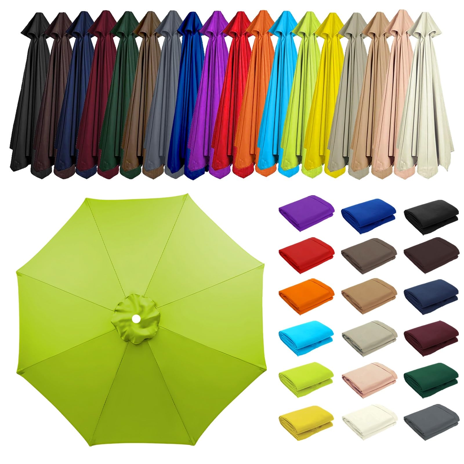 2/2.30/2.5/2.7/3.0/3.5m Umbrella Replacement Top Cover, 8 Arms Outdoor Replacement Top Cover, Patio Umbrella Replacement, Canopy Only, for Backyard, Patio, Pool, Beach(Grass Green,8 ribs: 2.5m/8.2ft) — image 1