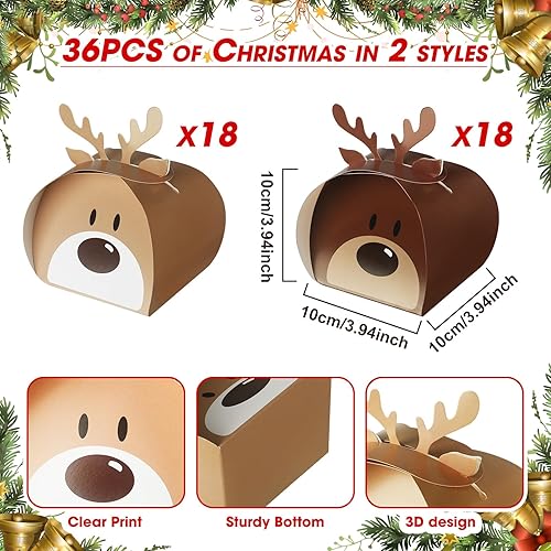 Miniatura 2 de 36 cajas de regalo de galletas de Navidad, cajas de regalo de cartón de alce 3D, cajas de regalo de fiesta, latas de galletas de caramelo con tapas