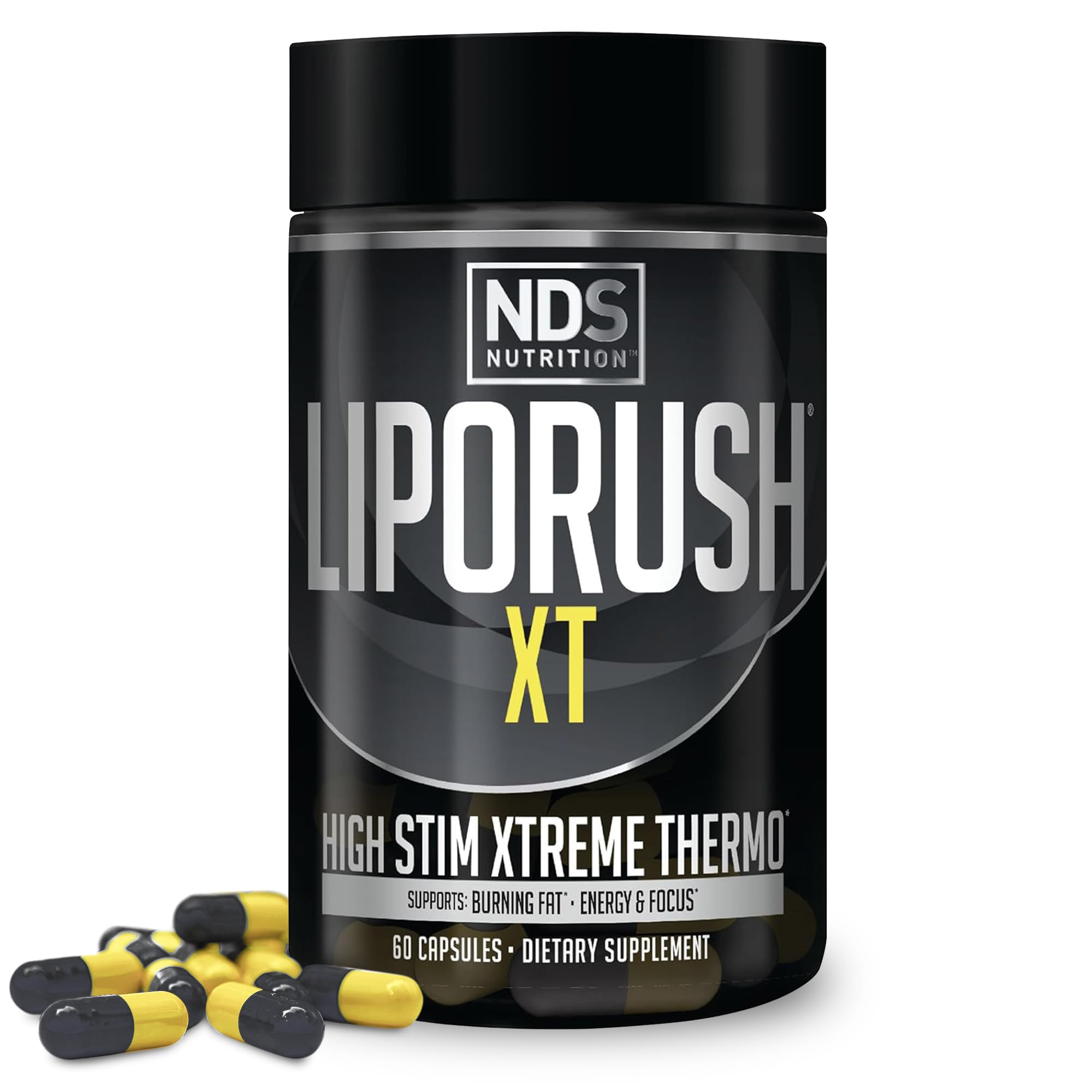 NDS Nutrition XT - Super Concentrated Thermogenic with L-Carnitine & Teacrine for Shredding Fat - Supports Maximum Energy, Focus, Calorie Burning, Diuretic, Appetite Control (60 Capsules)