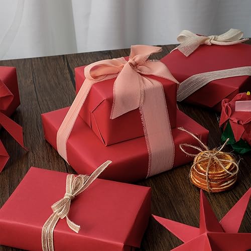 Miniatura 2 de Merture Rollo de papel de regalo de 12 pulgadas x 100 pies, 1 rollo (100 pies cuadrados), papel kraft rojo para todas las ocasiones, envoltura de