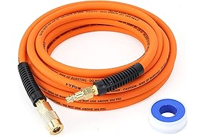 Air Compressor Hose 1/4 Inch x 25 Feet Hybrid Hose with Fittings