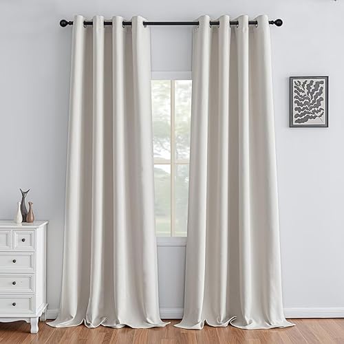 Miniatura 14 de Cortinas opacas de 96" de largo, juego de 2 paneles, cortinas opacas para dormitorio de 96" de largo, cortinas con bolsillo para barra que ahorran