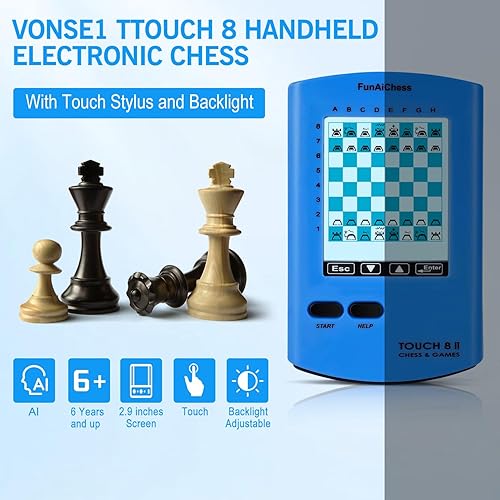 Miniatura 3 de Tablero de ajedrez electrónico de mano, computadora de ajedrez 8 en 1, juego de ajedrez con pantalla táctil HD, entrenamiento e instrucciones