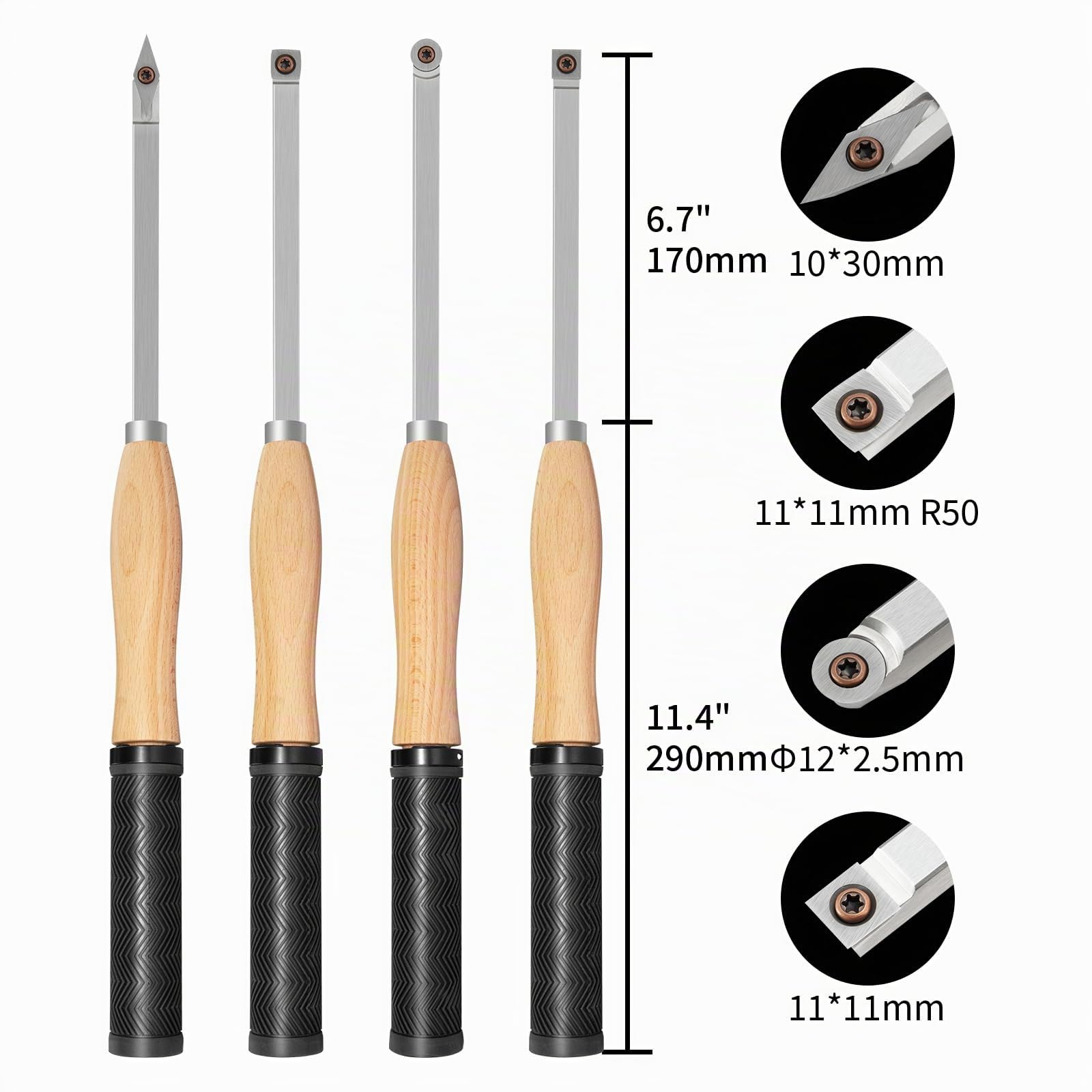 46.5cm Outils de Tournage sur Bois, Outils de Tour au Carbure avec Forme de Diamant, Pour les Amateurs de Bois.(4AA)