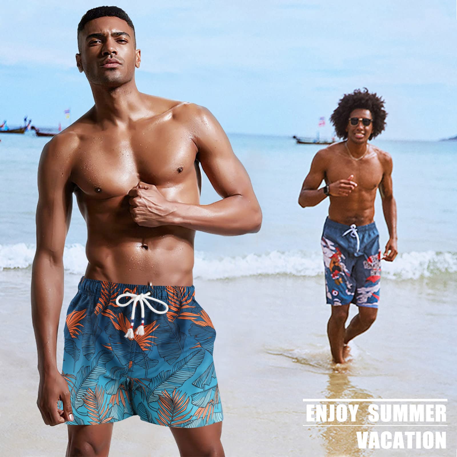 Danfiki Pantaloncini Costume da Bagno Uomo Asciugatura Veloce Calzoncini da Beach Costume da Bagno Fodera Rete con Taschino e Coulisse Trunks