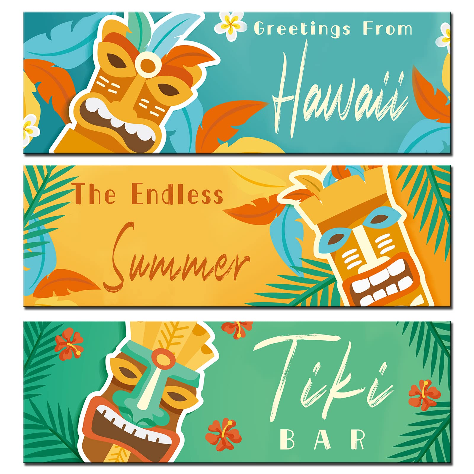 Nordic Hawaii Totem Wood Sign 3 Piece The Last Runa Party Wall Decor Hawaii Retro Banners Hanging Wooden Signs Tribal Tiki Bar Wall Plaque Native American Home Decor Tropical Beach Artwork Gift(Green)
