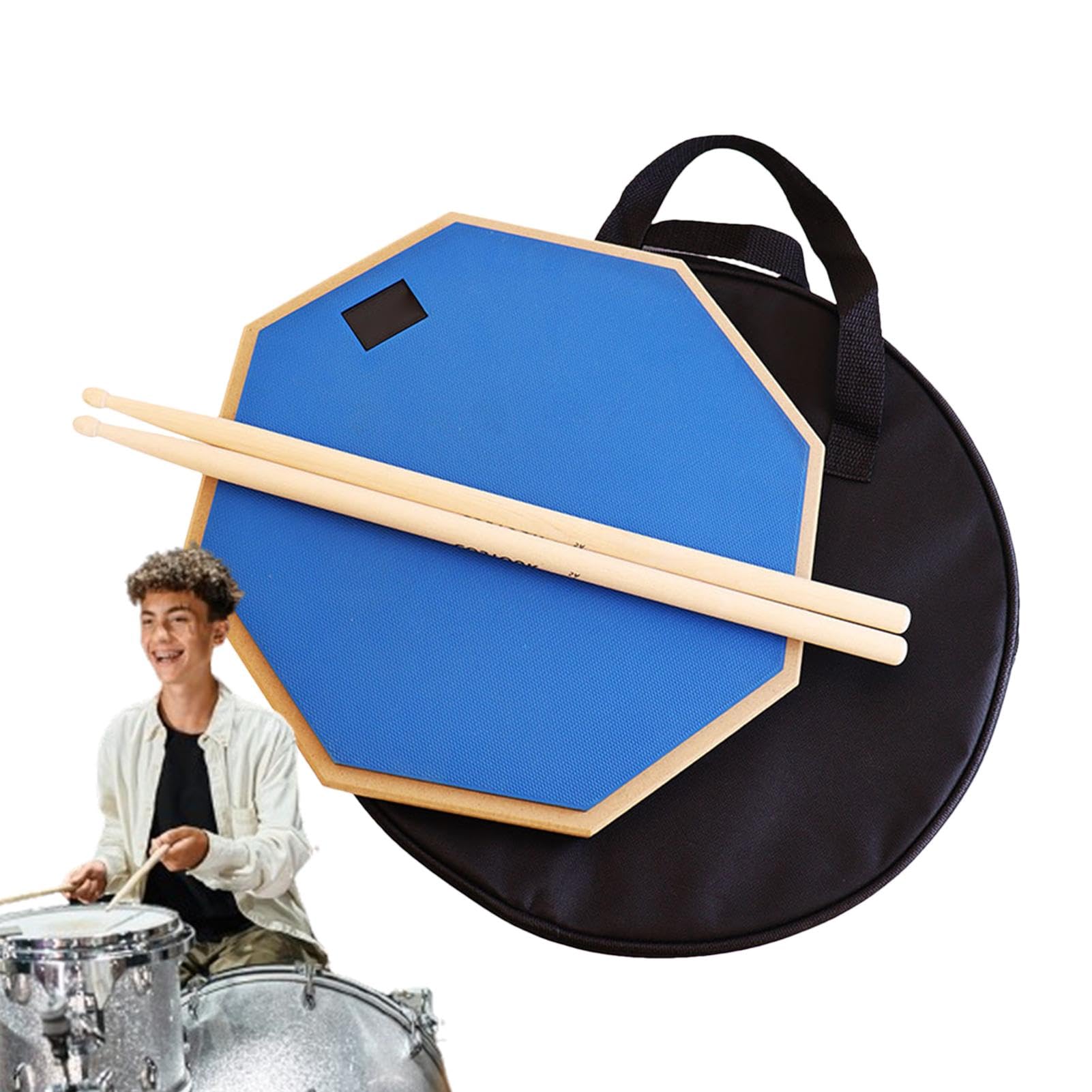 Pad y baquetas de batería, almohadilla de batería de entrenamiento | Juego de bolsas de batería portátiles, alfombrilla de batería silenciosa de 12 pulgadas con palillos - Almacenamiento ligero