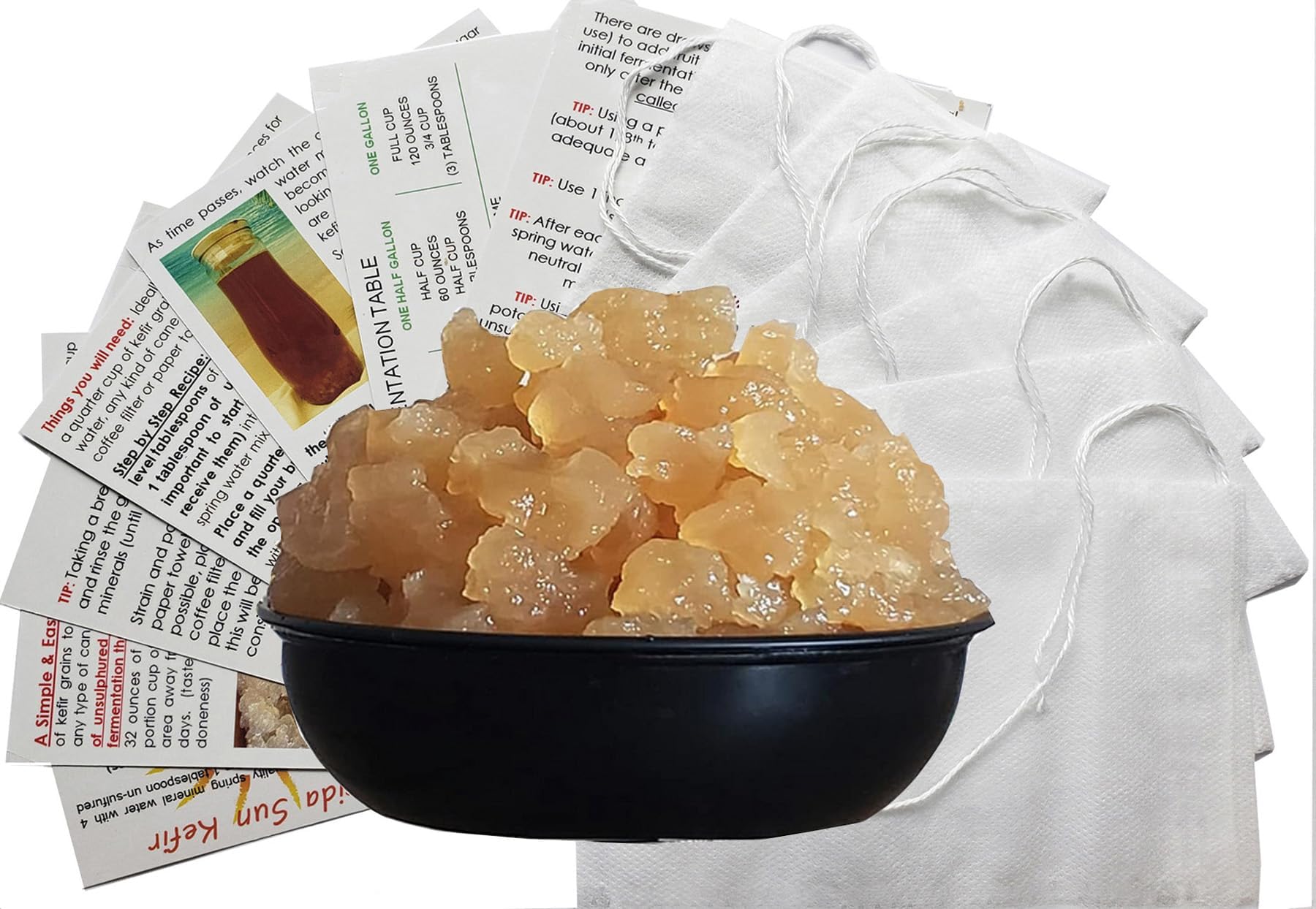 2 LARGE PORTION CUPS with 33% MORE EACH Live Florida Sun Kefir Natural Water Kefir Grains