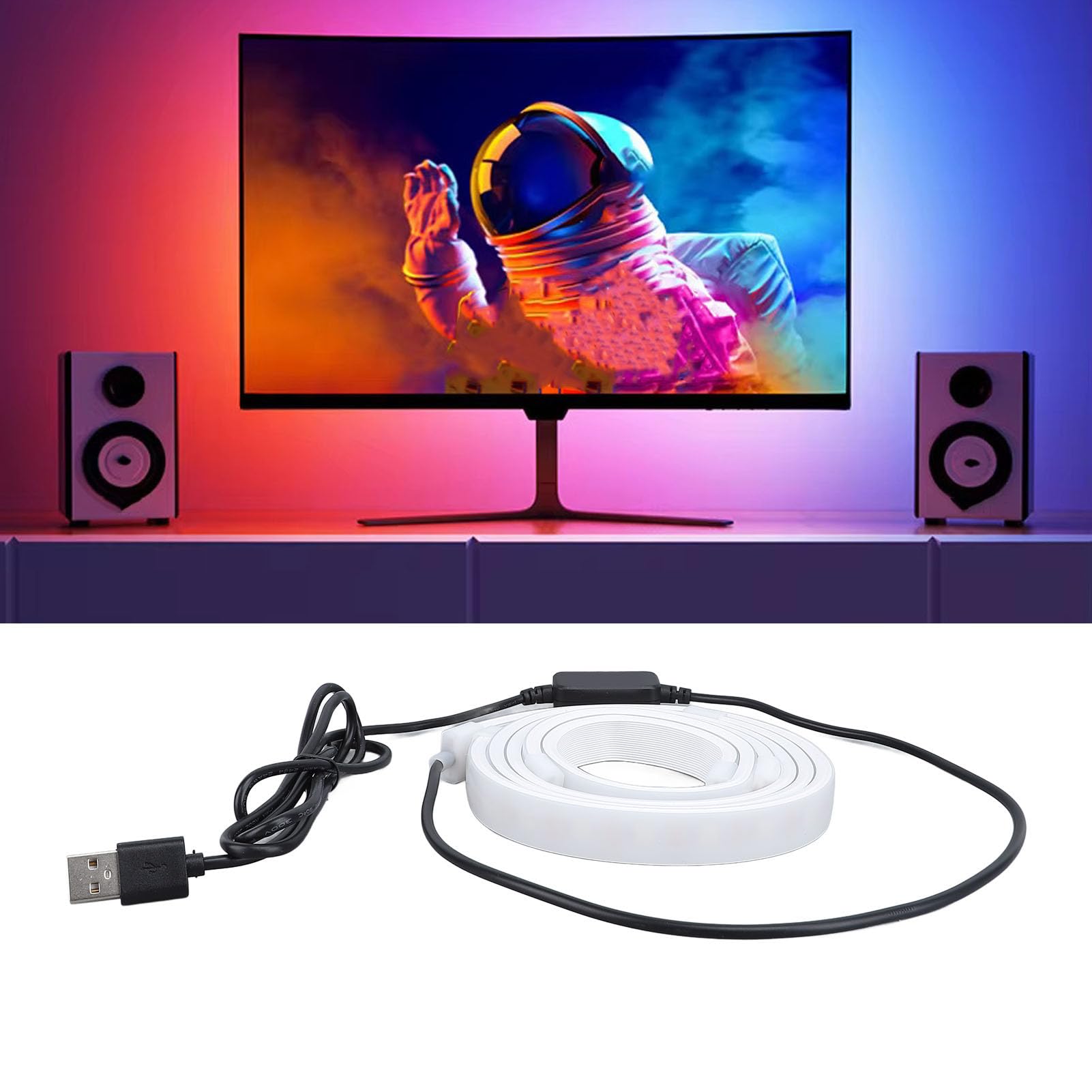 Striscia LED USB, Barra Luminosa per Computer RGB Dietro il Monitor, Sincronizzazione Musicale, per Monitor di Computer PC da 24 Pollici, Decorazione della Sala Giochi