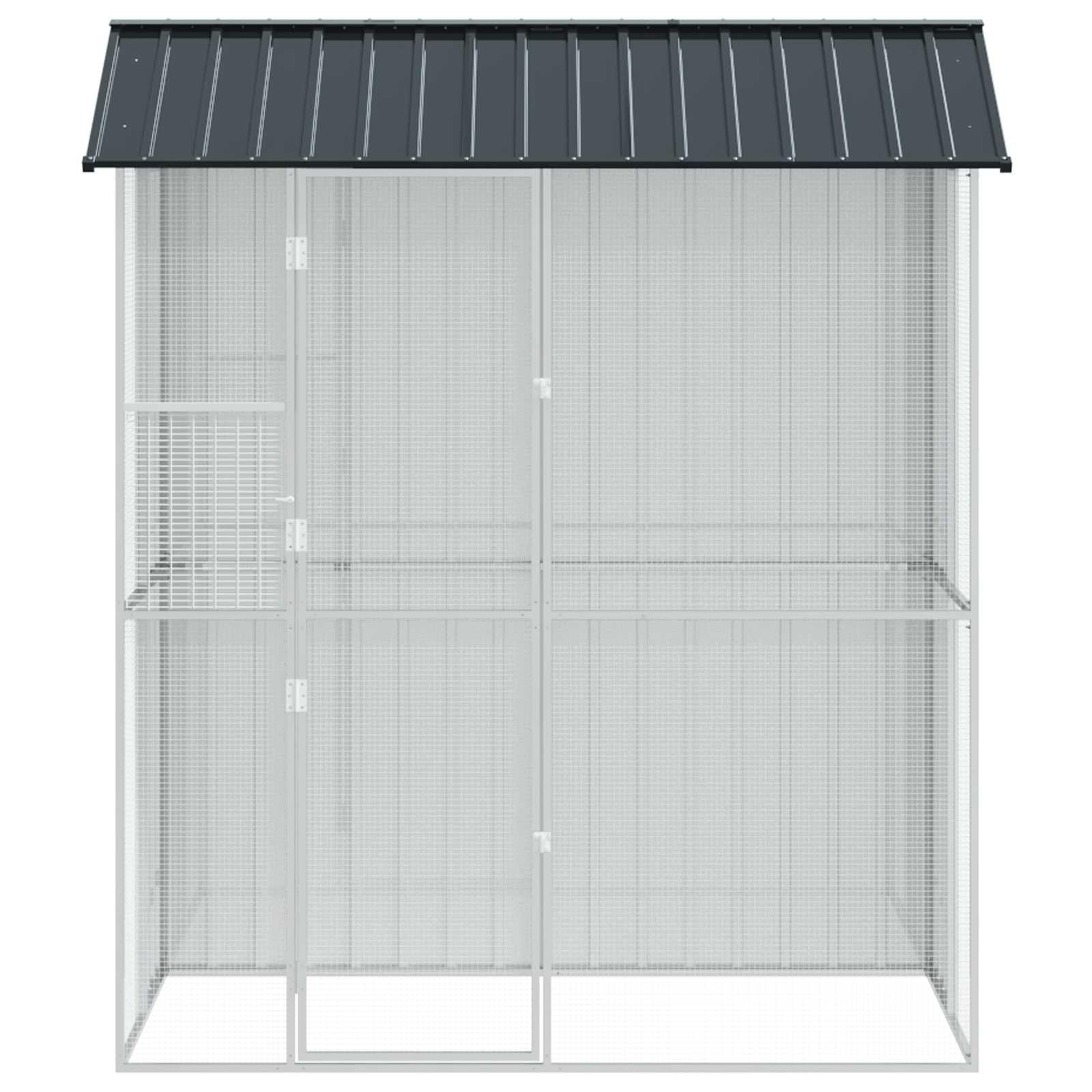 vidaXL Gabbia per Uccelli Antracite 215 x 110 x 247 cm Acciaio zincato, Giardino e terrazza, Moderna casa per Uccelli, Gabbia Resistente, voliera da Esterno, Design per Animali