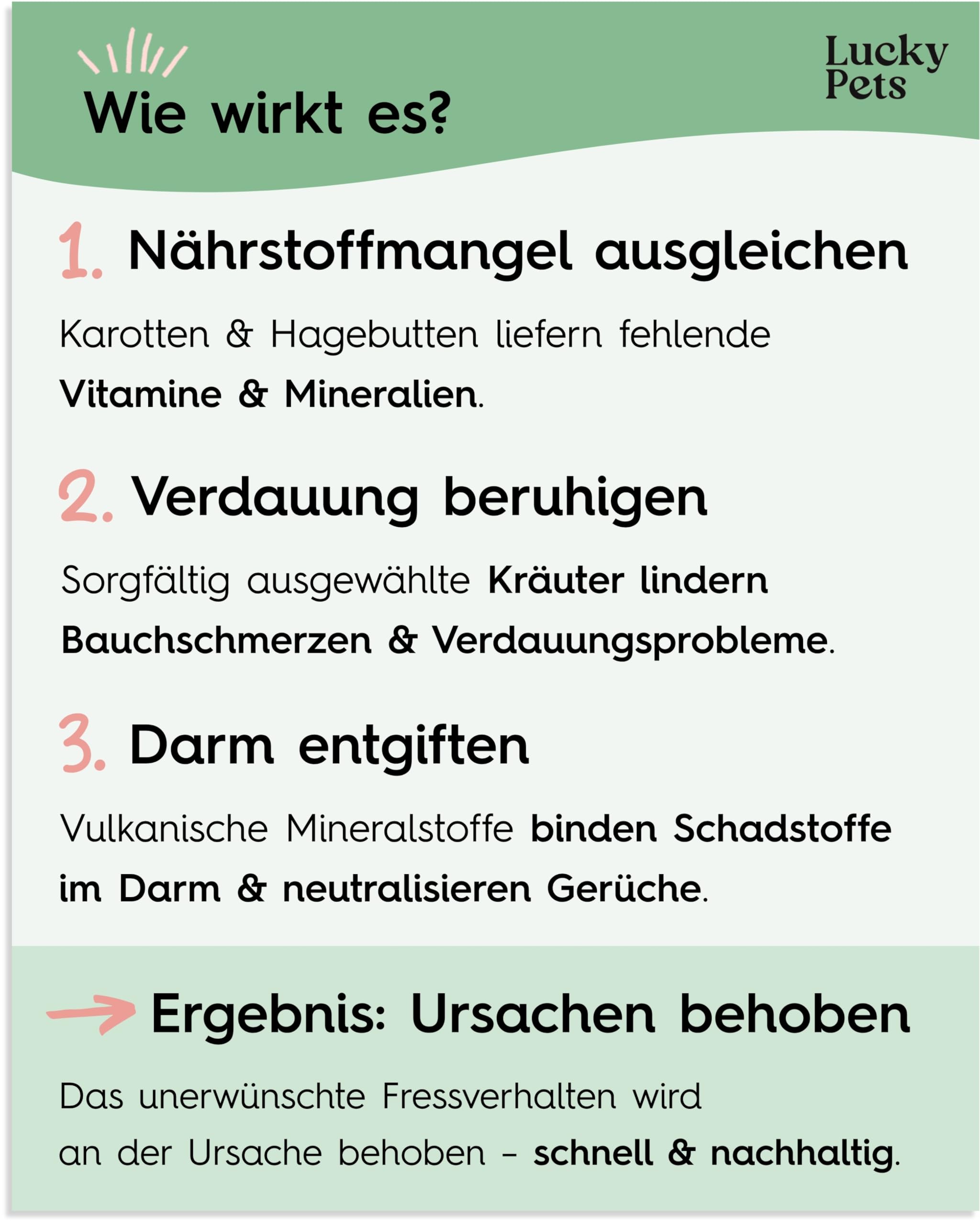 Lucky Pets Gras- & Kotfresser Tabletten Hund – 100 % pflanzlich und magenschonend – Mit Ulmenrinde und Heilerde – Gras und Kotfresser Drops Hund gegen Fressverhalten bei Nährstoffmangel