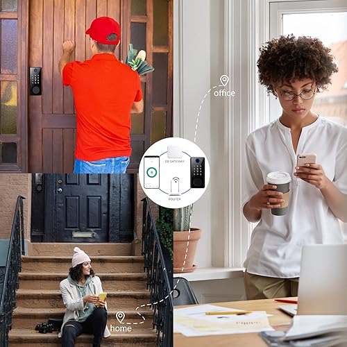 Miniatura 6 de MDHAND Cerradura de puerta de huellas dactilares, cerradura de puerta de entrada sin llave, cerraduras inteligentes para puerta delantera con