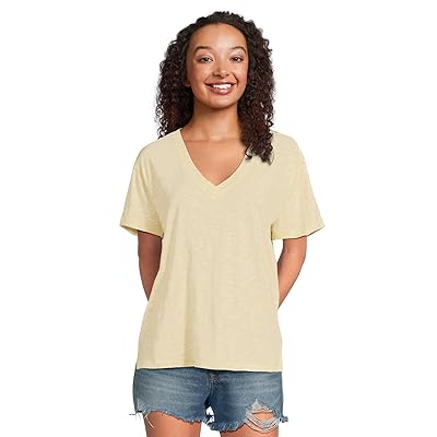 Mod o doc Short Sleeve V Neck Boxy T Shirts Women