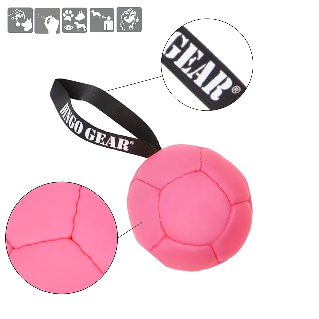 Foto 4 de 8 de Dingo Gear - Pelota llena con lazo de piel ecológica, diámetro de 13 cm, juguete para perros, entrenamiento…