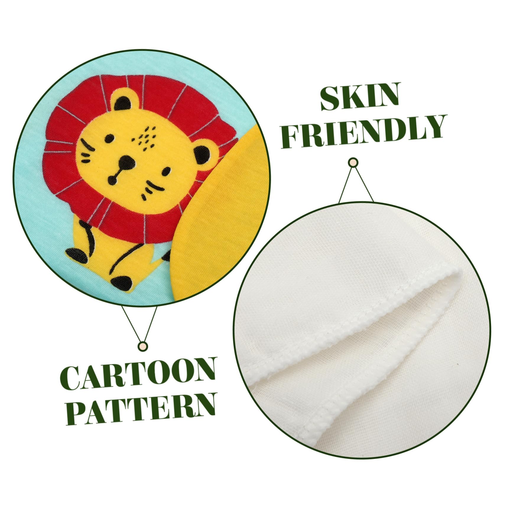 UPKOCH 15piezas Toallas Absorbentes para Bebés De Algodón De Diseño Adorable Ciervo León Elefante Pollito para Jugar y Hacer Ejercicio