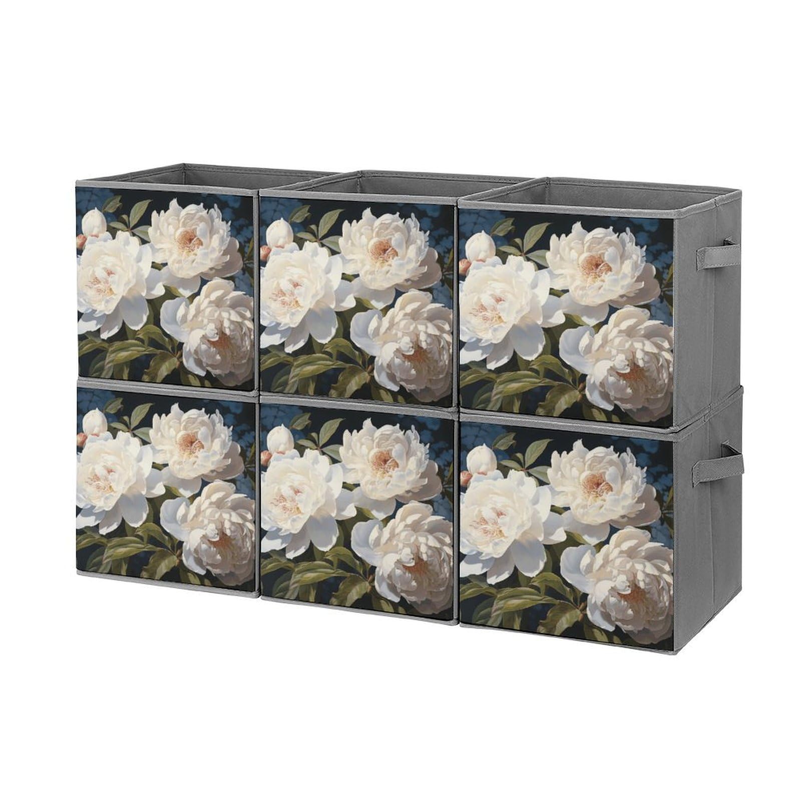 Boîtes de rangement pliables motif pivoine pour placard et dressing