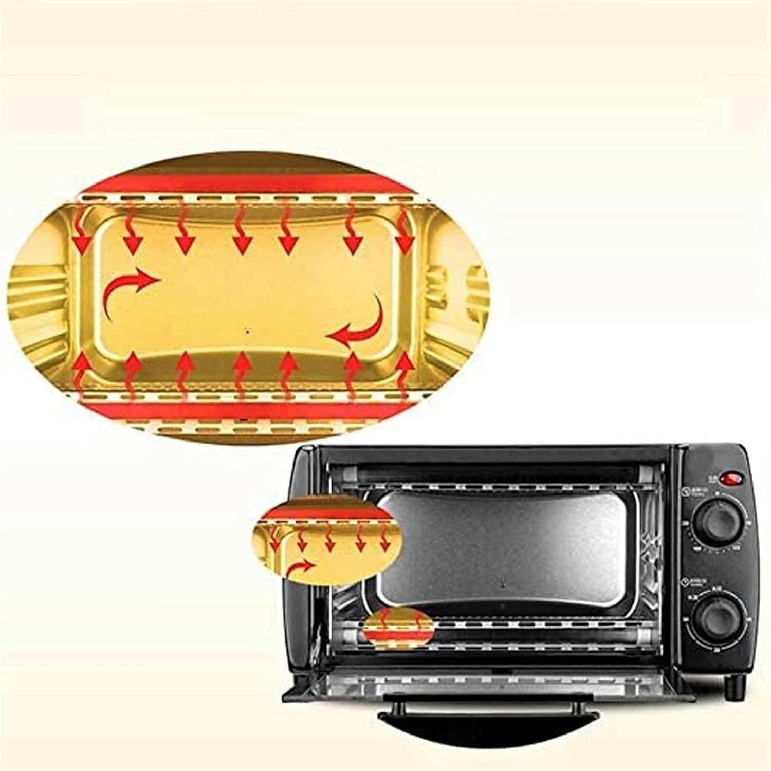 AMNOOL Tabletop Electric Oven 10L Mini Electric Oven Multifunctional Baking Oven Pizza Cake Roast Steak Chicken Cake Bread Tart Maker for Household Aesthetic and Practical-1*