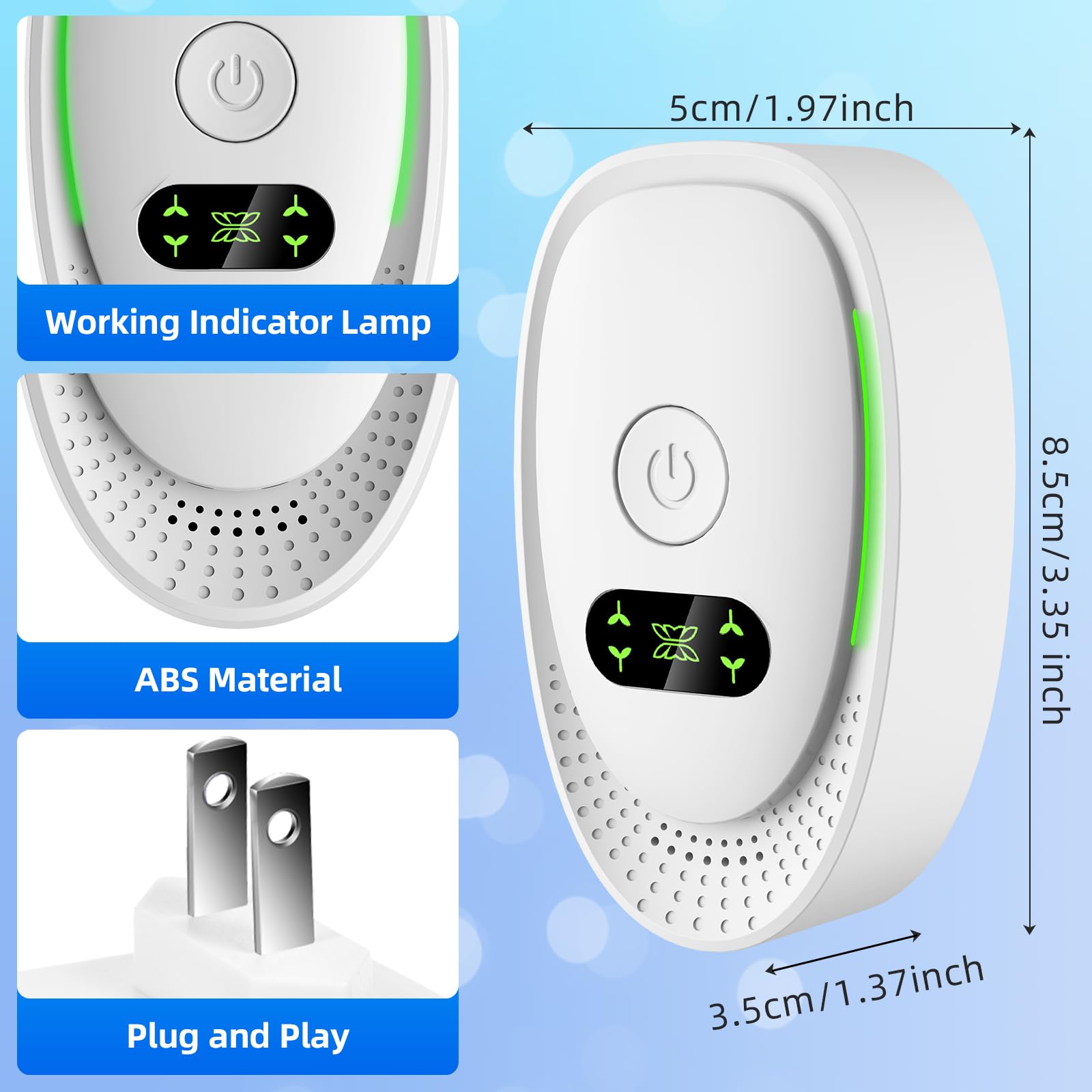 Confezione da 6 purificatori d'aria, ionizzatore negativo 2025 per la casa, mini filtro d'aria mobile senza filtro con luce verde per odori, polvere di fumo, animali domestici, funzionamento