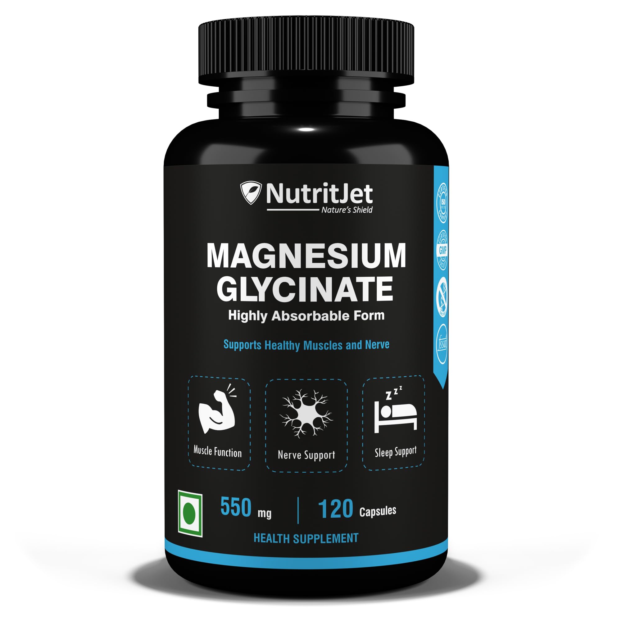 NutritJet High Absorption Magnesium Glycinate 550mg -120 Veg Capsules - Supports Muscle, Joints, Heart Health & Sleep For Men & Women (B09KLD6XP5) Amazon Price History, Amazon Price Tracker