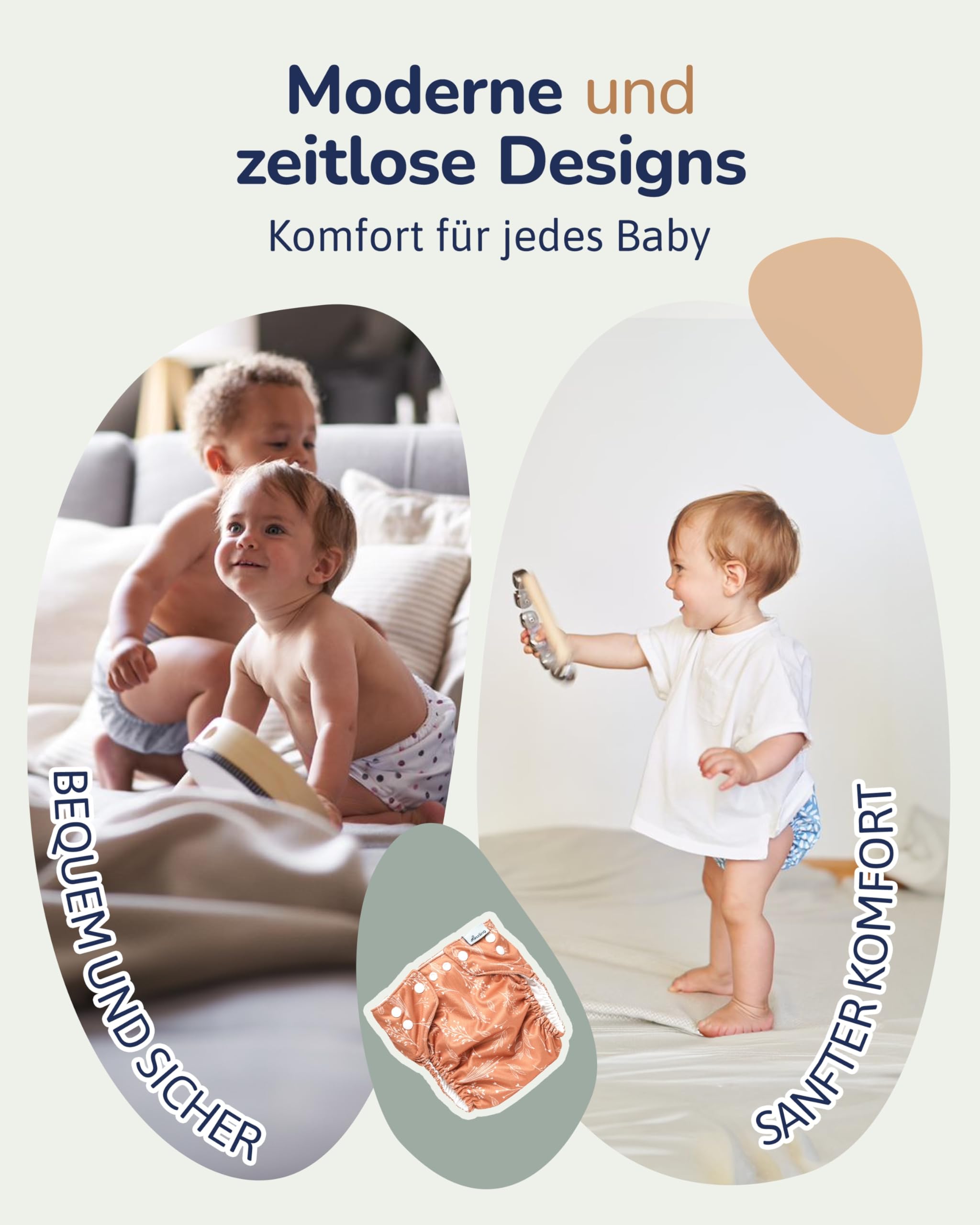 Stoffwindel Überhose Newborn (Botanical Mocha) – Größenverstellbar & langlebig aus recyceltem Polyester – Weiche Passform & zu zuverlässige Abdichtung