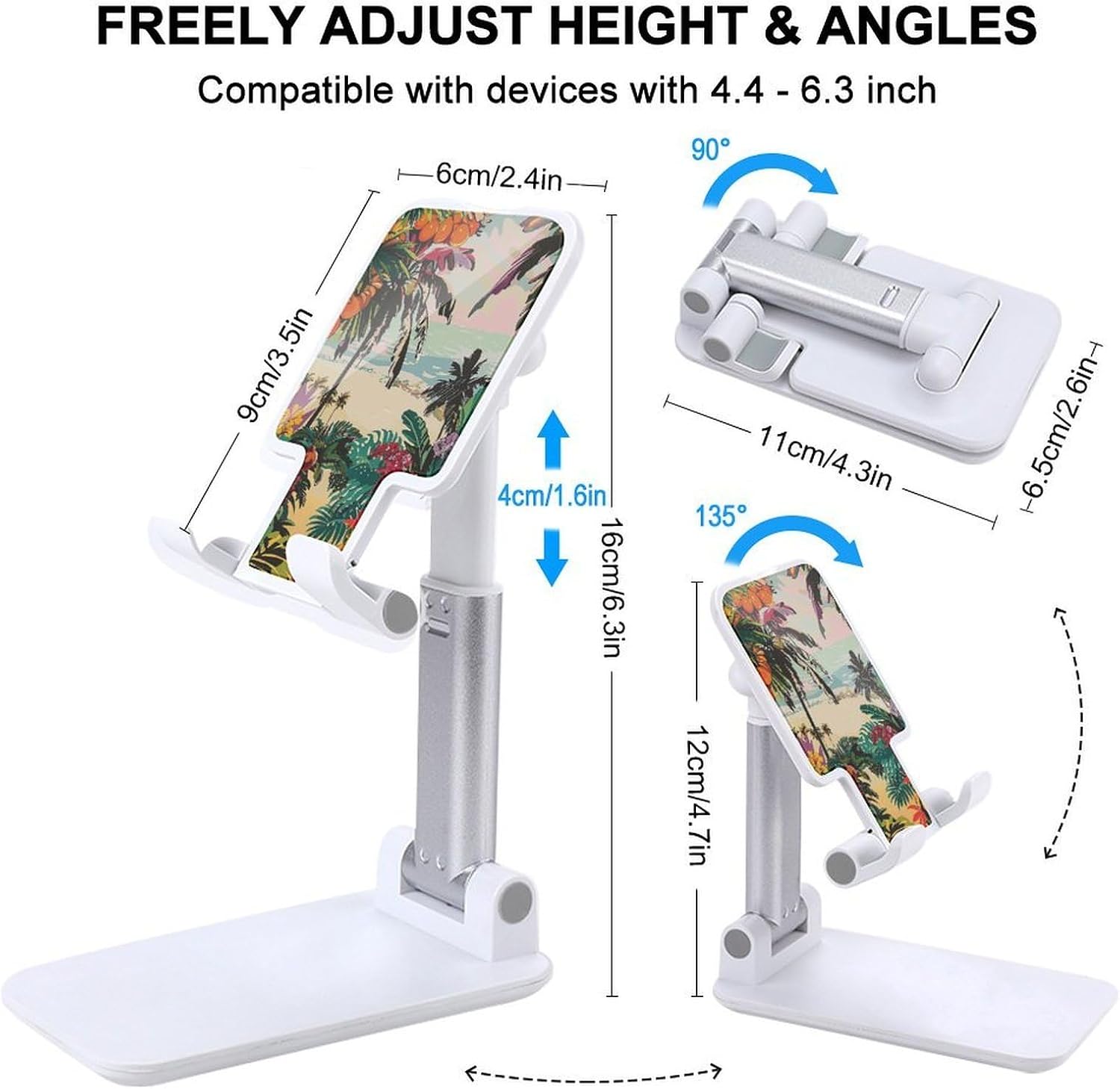 Tropical Floral Pattern Foldable Phone Stand for Desk Taller Stand image 2
