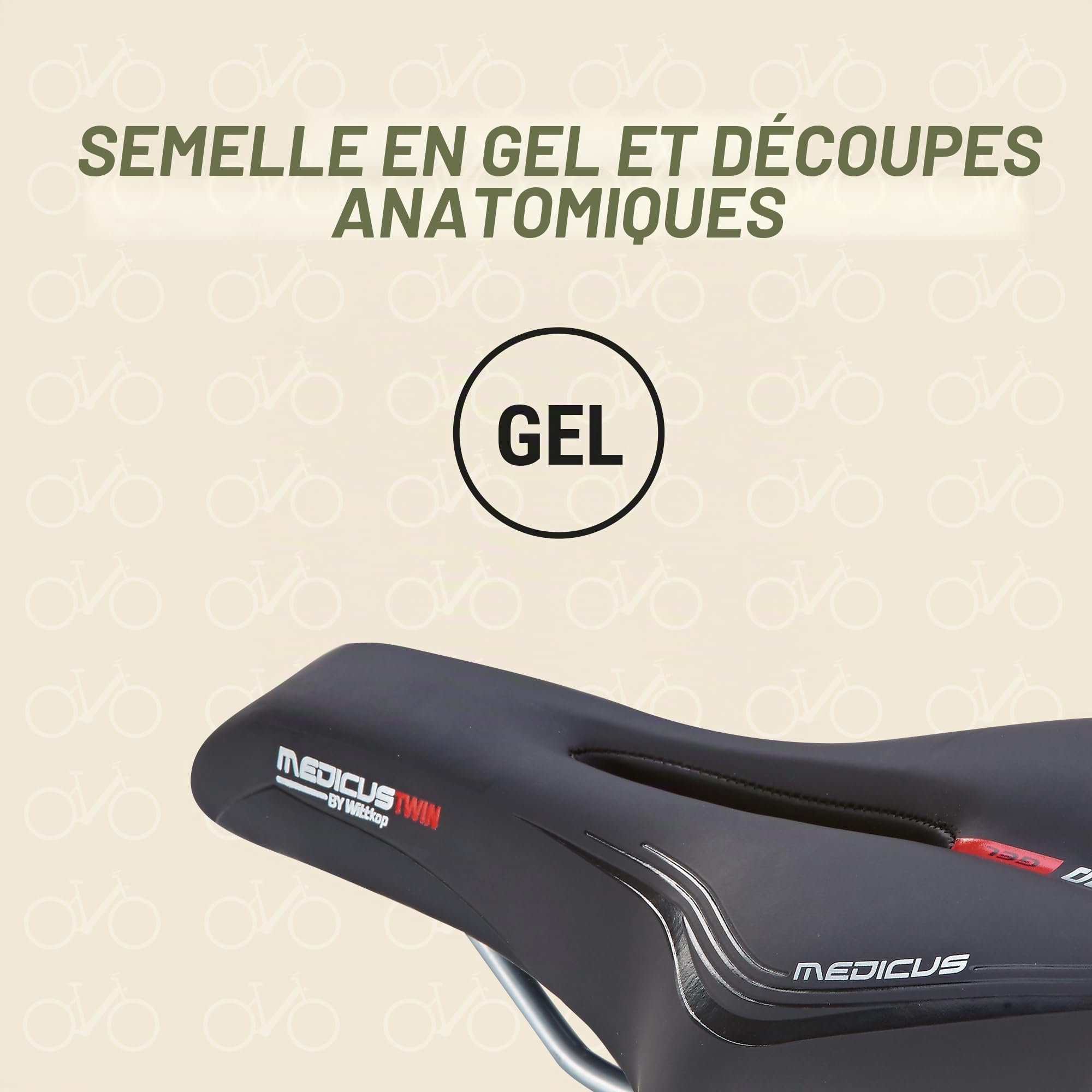 Prophete Wittkop Medicus Twin Saddle Trekking Saddle Bicycle Saddle Gel Insert and Elastomer Damping 5-Zone Padding Black