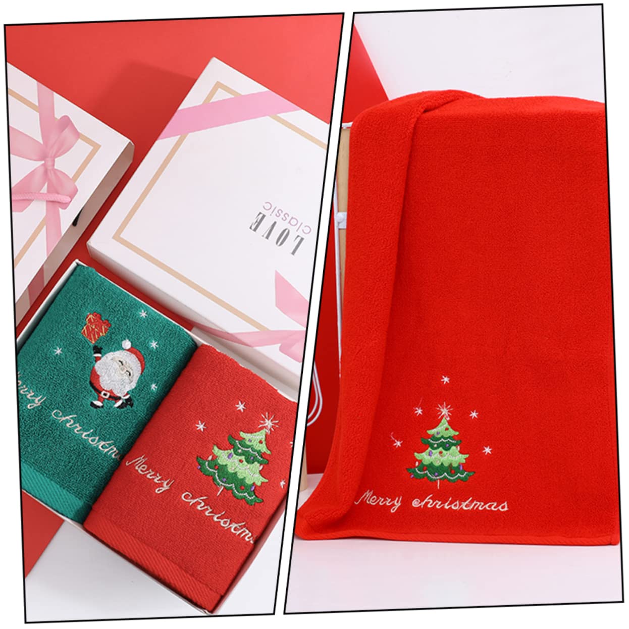 Cabilock 2 Juegos Toalla De Algodón Bordada Paños Toallas De Baño Toallero Rojo Toallas Navideñas Toallas De Mano Toallas De Algodon Toalla De Baño Navideña Algodón 2 Piezas * 2