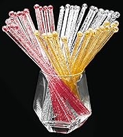 Vista 12 de 50 palitos de plástico con purpurina rosa, paletas de cristal, agitadores de bebidas de café, palitos de piruleta, para el día de San Valentín