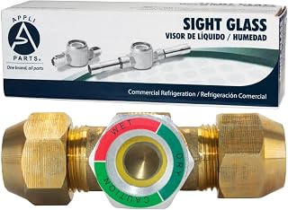 Appli Parts APSG-34 3/4 in Sight Glass and liquid moisture indicator Flare connections with take-apart Body for HVAC/R installations suitable for CFC HCFC HFC refrigerants