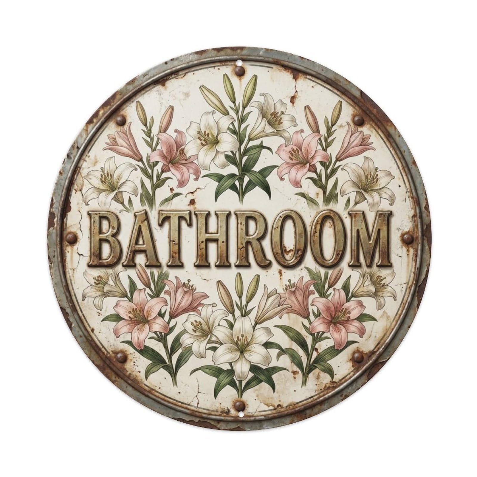 Lily Bathroom Botanical Floral Room Label Metal Tin Sign