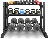 Vista 1 de 3-Tier Dumbbell Rack, 1200LB Capacity Adjustable Weight Rack for Home Gym, Heavy-Duty Weight Stand for Dumbbells Kettlebells & Weight Plates(Rack