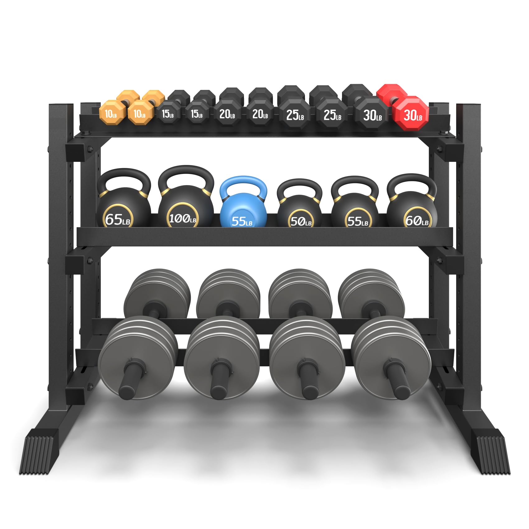 3-Tier Dumbbell Rack 1200LB Capacity Adjustable Weight Rack for Home Gym Heavy-Duty Weight Stand for Dumbbells Kettlebells Weight